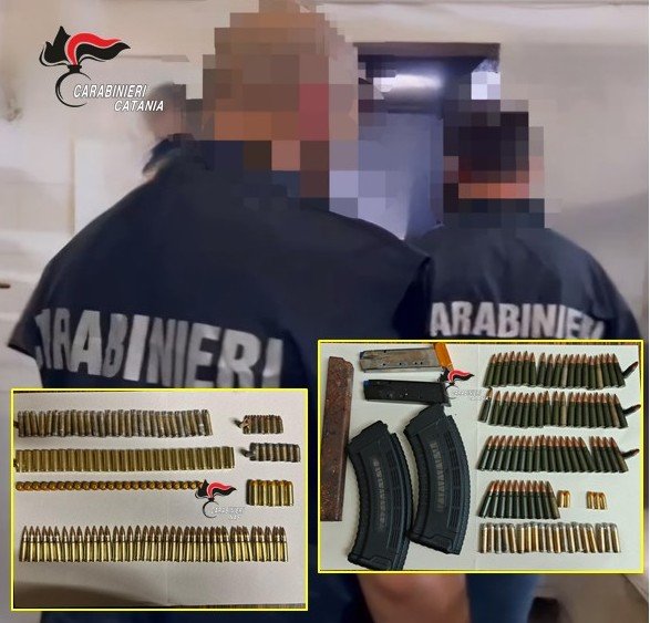 Catania, quartiere Pigno: i Carabinieri sequestrano munizioni e caricatori