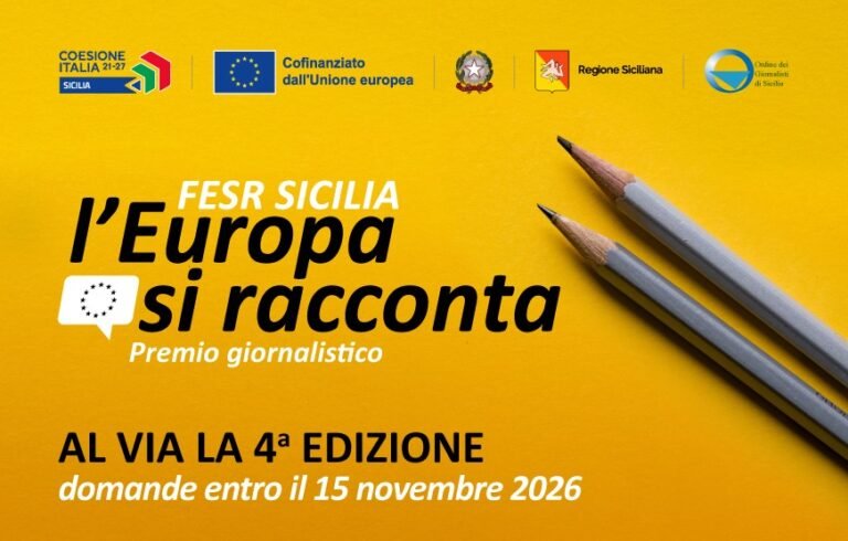 Al via la quarta edizione del premio giornalistico “Fesr Sicilia: l’Europa si racconta” sull’uso dei fondi Ue in Sicilia. Le domande entro il 15 novembre 