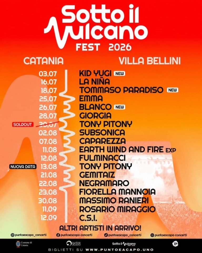 Catania, domani il via a “Sotto il Vulcano Fest”, rassegna estiva organizzata da Puntoeacapo ed il Comune con la direzione artistica di Nuccio La Ferlita